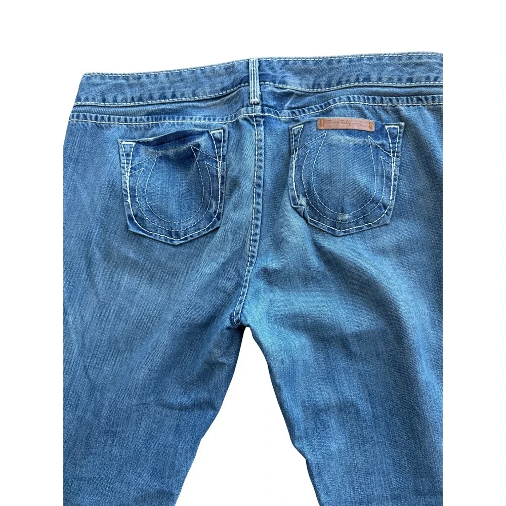 True Religion Men's Bootcut Jeans 32 Made In USA Y2K Vintage Distressed Denim